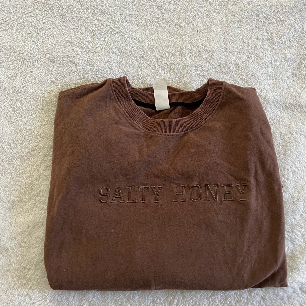 Salty Honey Slack Crewneck: Mocha - Picture 2 of 2